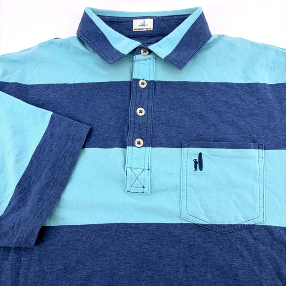 johnnie-O Other - Johnnie-O Hangin' Out Mens Medium Blue Striped Short Sleeve Polo Shirt M